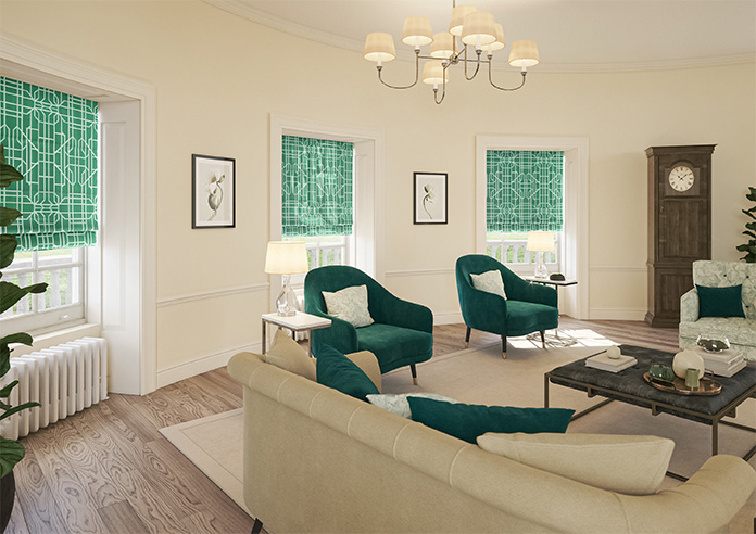 Bamboo Brights, Jade - Twist&Fit Roman Blind - Image 6